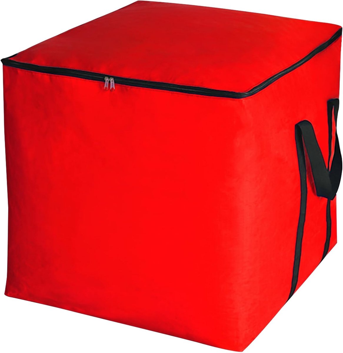 Opbergzak met deksel en handgrepen, rood, 50 x 50 x 50 cm, 125 l, opbergzak voor verhuizing, camping, beddengoed, kledingopslag