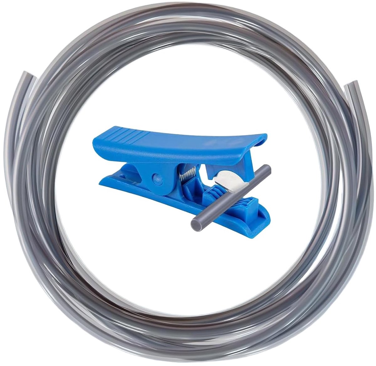 5 m grijze PTFE-slang met buissnijder, ID 2,5 mm × OD 4 mm, PTFE buis, teflonslang voor Bambulab A1/A1 Mini/P1P/P1S/X1C/H2D voor Anycubic Kobra 3/Kobra S1 voor Creality K1/K1 Max/Ender 3 V3