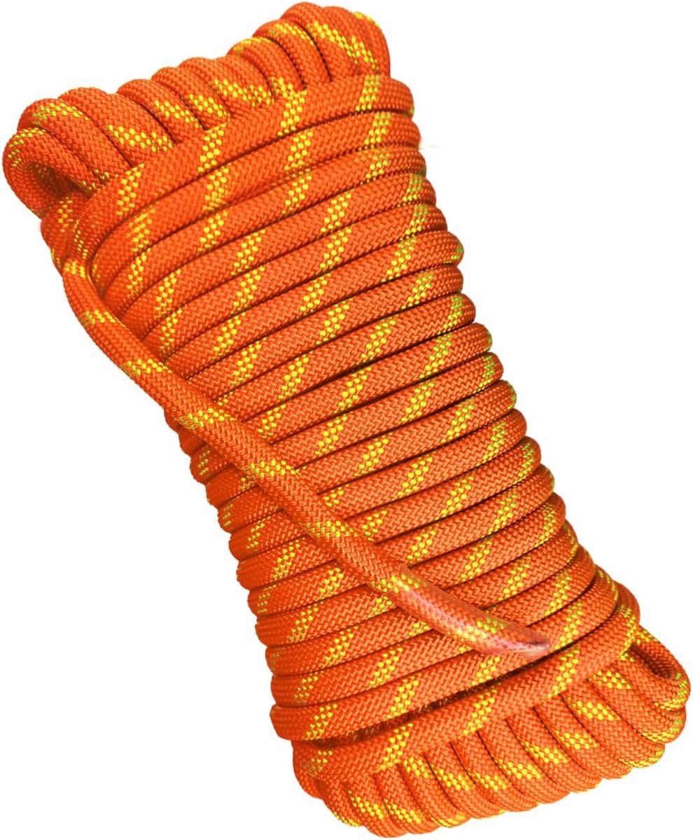 70m Statisch Touw 10mm Outdoor Bergbeklimmen Touw Heavy Duty Voor Reddingsboten Parachutes Wandelen Camping Voldoet aan de UIAA Certificering Fluorescent Oranje