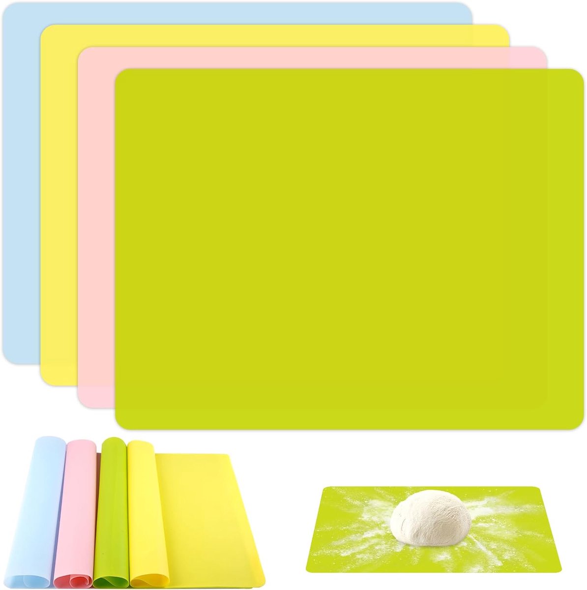 4 Stuks Siliconen Matten 40x30 cm, Schilderonderlegger voor Kinderen | Antislip Knutselonderlegger , Siliconenmat voor Epoxyhars, Anti-Aanbaklaag Knutselmat, Wasbaar Tafelmat voor Handwerk, DIY