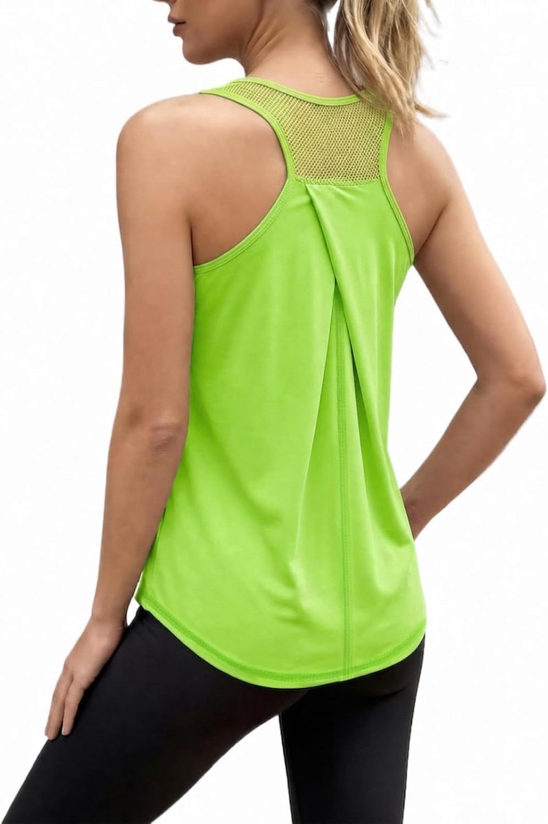 Dames workout tops racerback mouwloos tanktop mesh sportshirt yoga gym tops