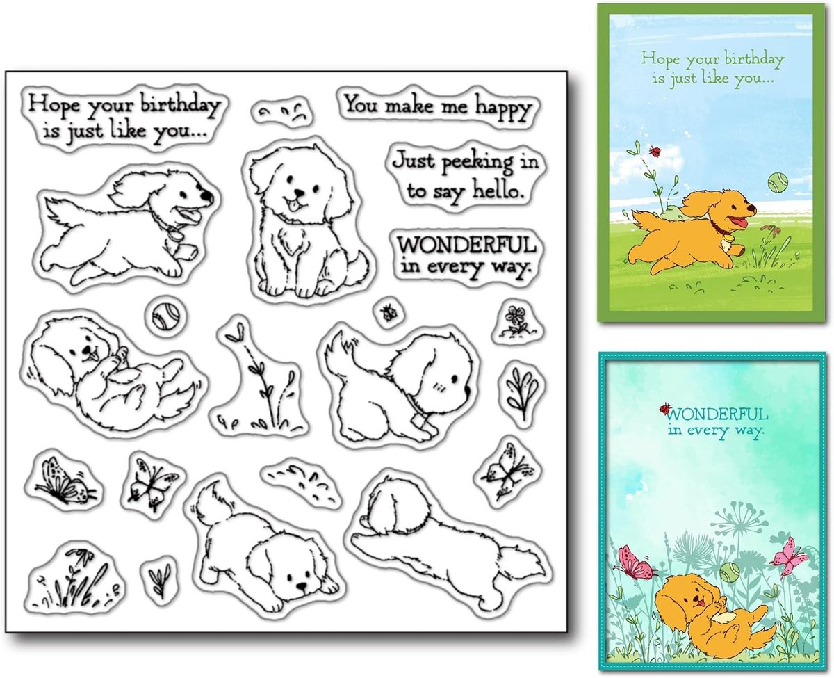 Hond Clear Stempels Set voor Kaarten Maken of Journaling, Huisdier Puppy Honden Verjaardag Siliconen Rubber Stempels voor Tijdschriften Scrapbooking Papier Ambachten Klei Decoratie