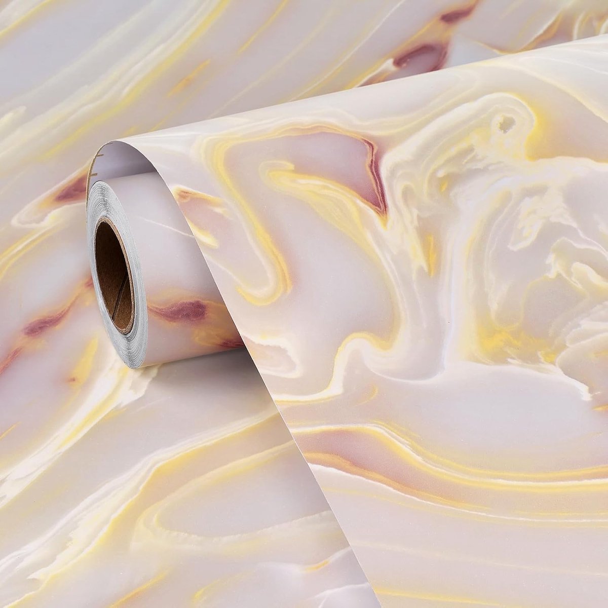 Self-adhesieve Tapijt Roze Goud Marmer Tafel Werkblad Folie Keuken Tapijten Vloeibaar Marmer Lijmfolie Meubels Badkamer Keuken Self-adhesieve Folie Marmeroptiek Roze Goud Tapijten 30CMx5M