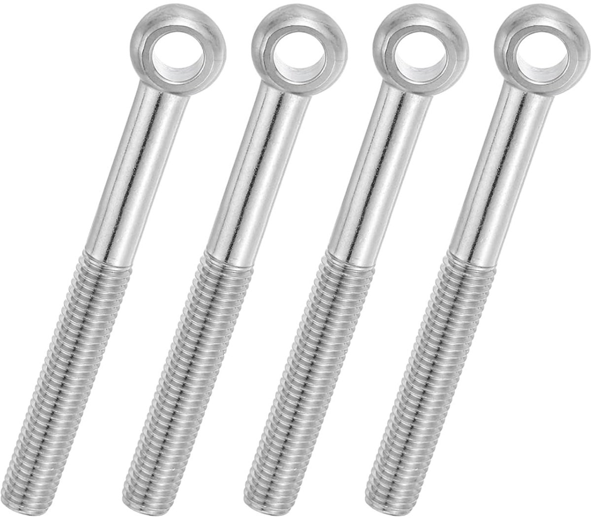4 stuks M12 x 110 mm schouder draaibare lasthaak bout 304 roestvrij staal metrisch halve schroefdraad fisheye oog sleufgat schroef rigging bout metalen bevestigingsschroeven zilverkleurig