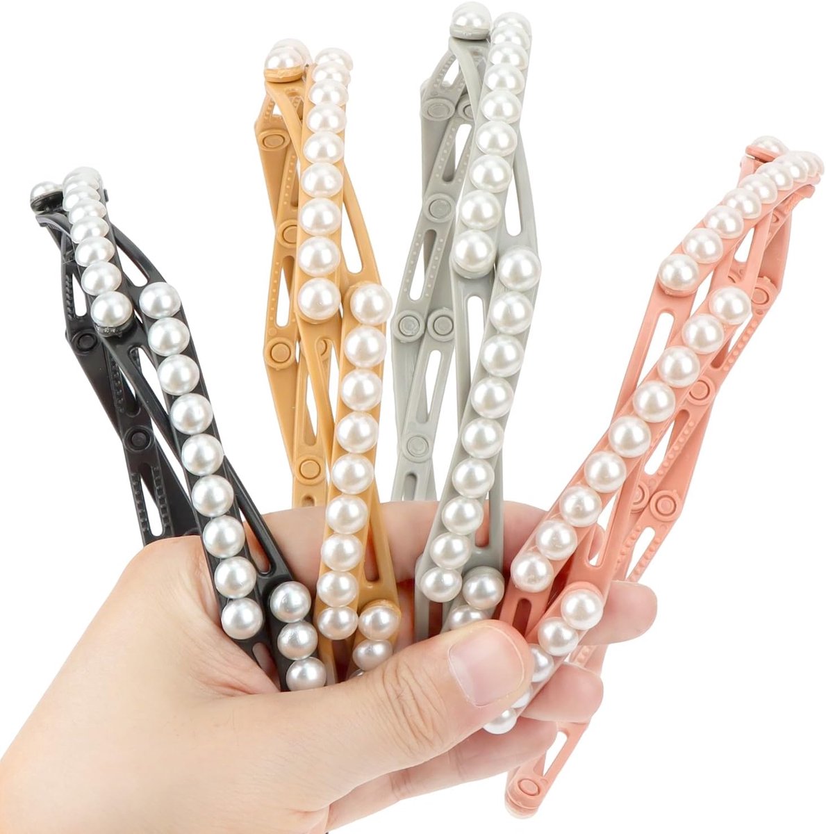 verstelbare parelhoofdband voor dames, opvouwbaar en draagbaar haaraccessoire, elegant haaraccessoire voor bruiloft, feest, dagelijks gebruik, cadeau voor vrouwen