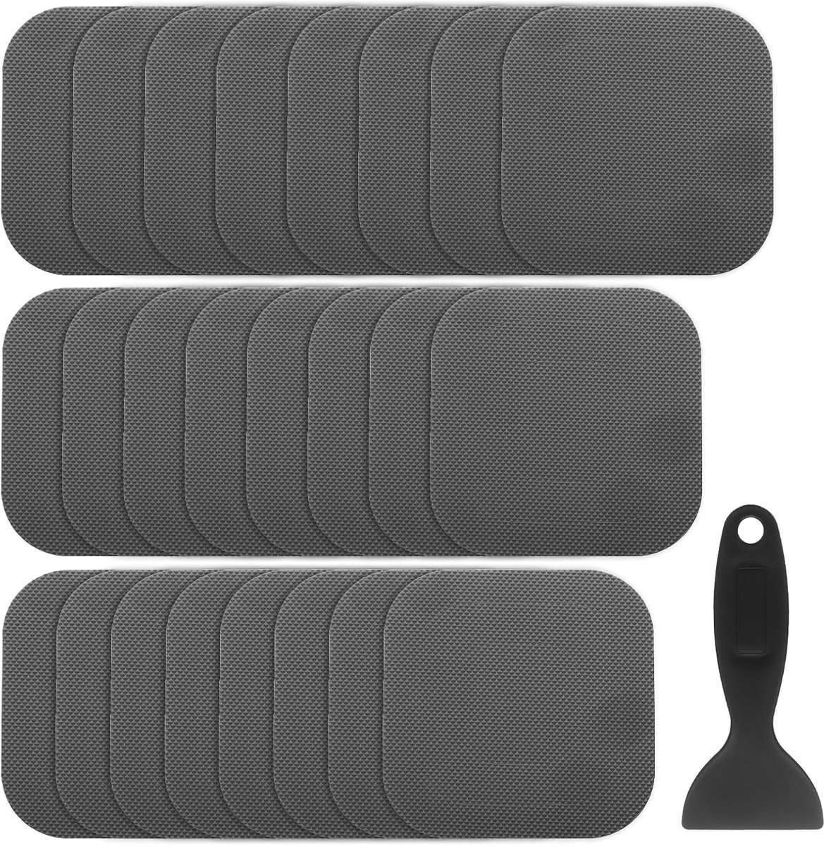 24 stuks antislip stickers voor bad vloer douche 4 inch anti-slip plakband stickers in vierkante stijl met schraper voor badkamer keuken treden bad badkamer grijs