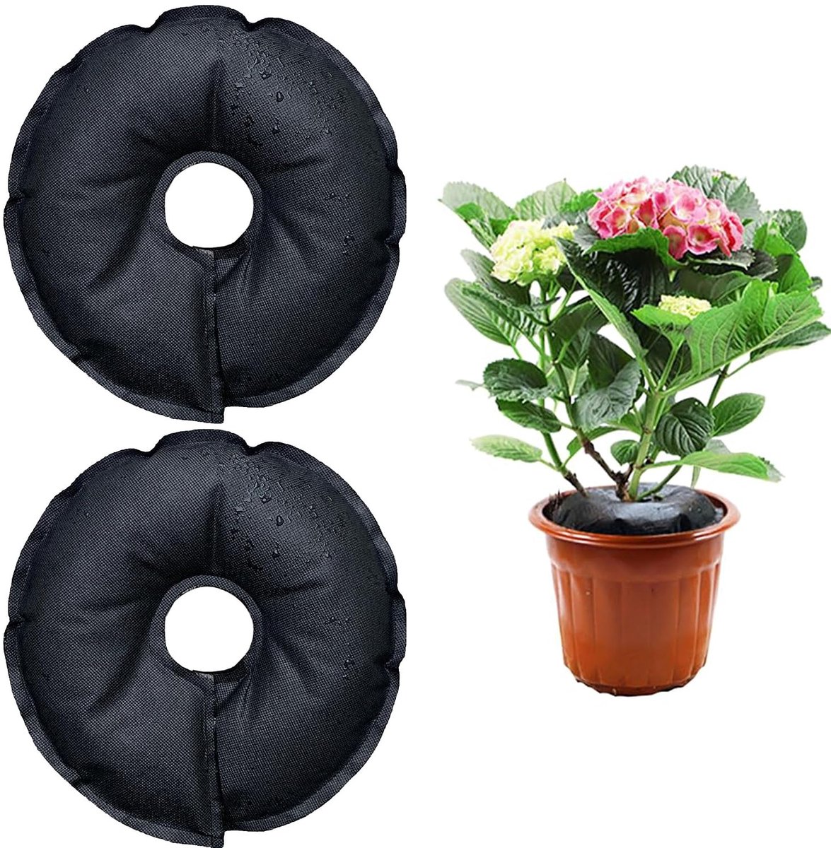 Set van 2 Bewateringsringen 30cm met Waterreservoir | Automatisch Binnenshuis Plantensysteem (Tot 30 Dagen) | Waterbesparend Irrigatiepakket voor Potplanten | Vochtregulerende Waterzak