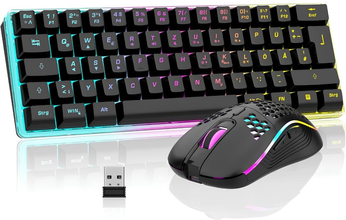 JCP® Gaming Toetsenbord - Toetsenbord Gaming - Toetsenborden - Draadloze Gaming Toetsenbord - Zwart - 30cm x 11cm x 4cm