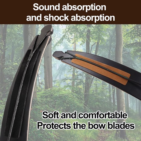 Boogschieten boog geluiddempers set boog string geluiddemper + boog geluiddemper strip recurve boog string demping kit voor traditionele bogen longbow — afbeelding 4