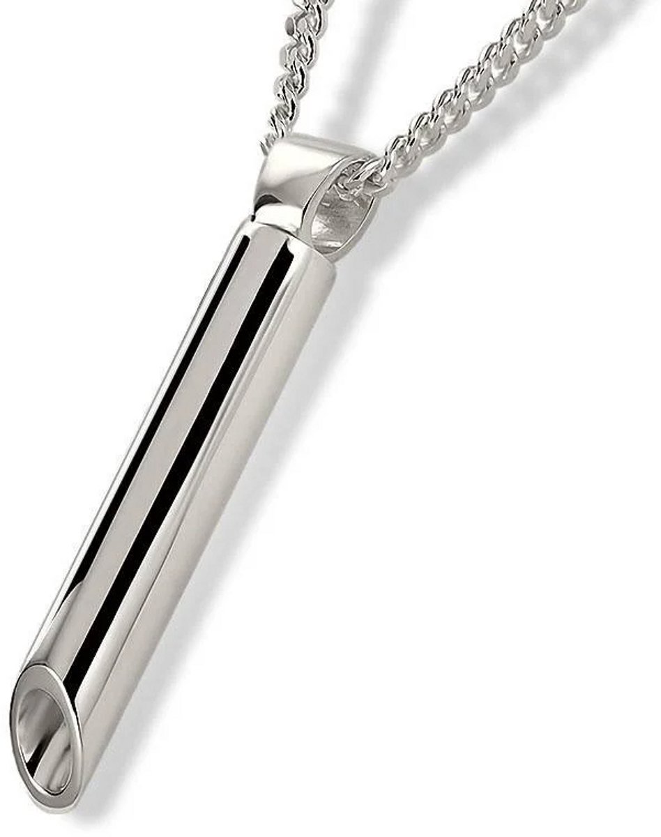 Ademketting - Ademhalingsketting - Ademtrainer - Meditatie fluitje - Rustig ademen - Breathing necklace - Breath trainer - Mindfulness - Stoppen met roken - Ademhalingsoefening - 5 cm - Zilver - Jonyx
