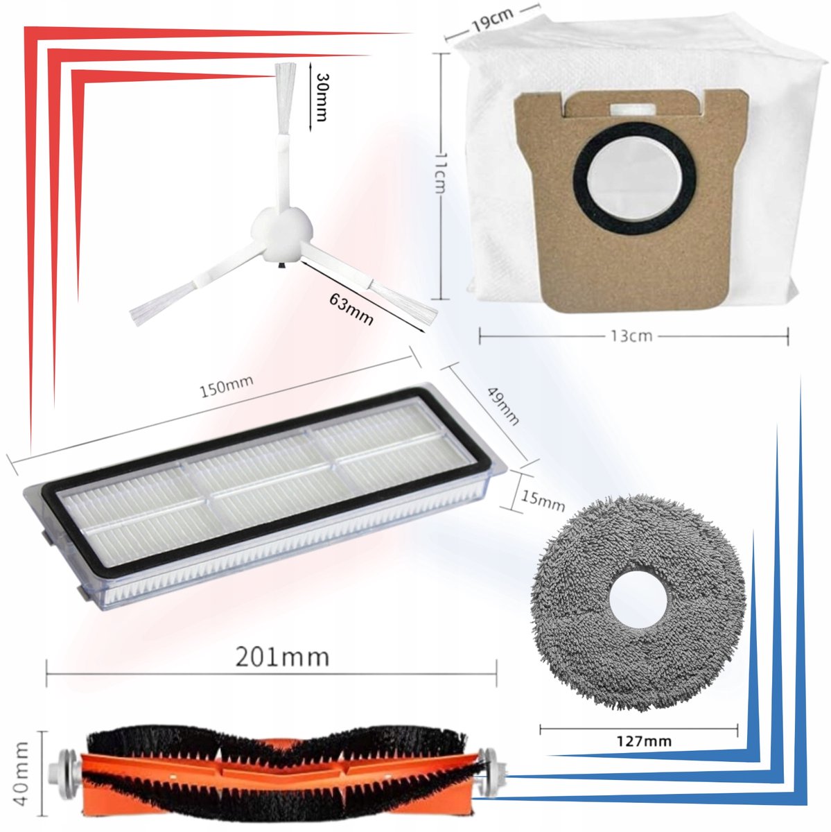 AreoSe - Accessoireset voor Xiaomi MI Robot Vacuum X10+ PLUS/X20+