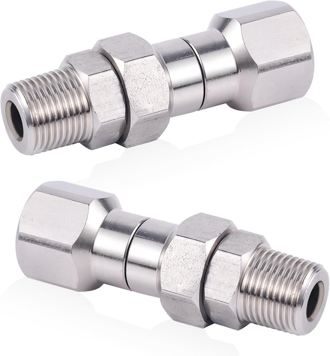 2 Stuks 3/8" NPT Hogedrukreiniger Zwenkkoppeling, Roestvrijstalen 360°Knikvrije Draaiadapter 4500 PSI voor Pistool en Slang