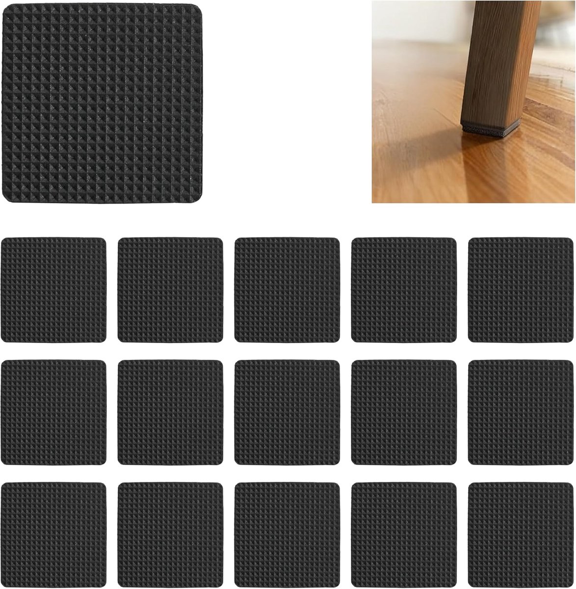 16 antislip rubberen pads 50 mm zelfklevende pads voor meubels, stoelen, banken, tafels, bedpoten, vloerbescherming tegen krassen en wegglijden