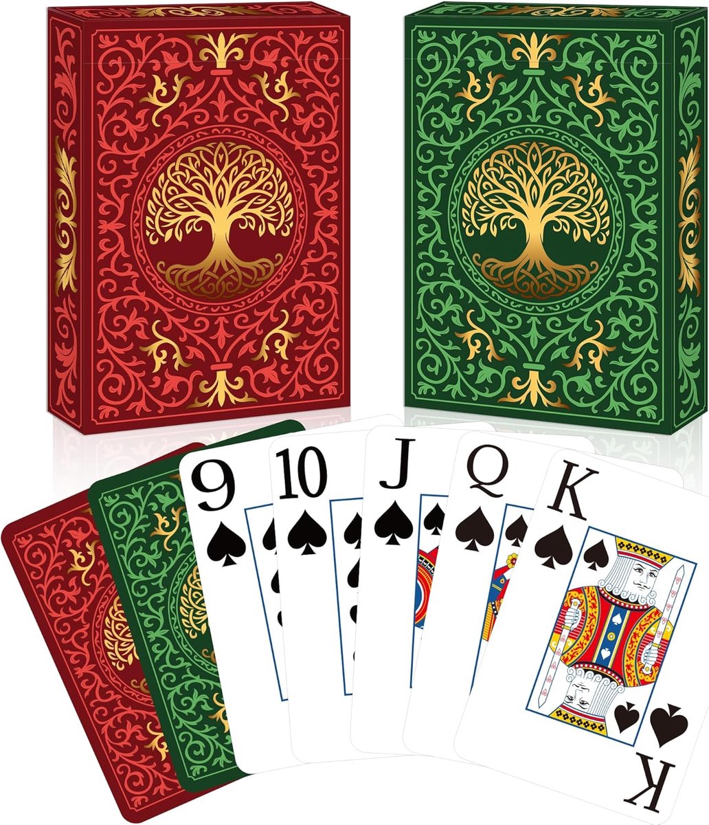 verpakking van 2 stuks, grote print, gemakkelijk te schudden, premium pokerkaarten voor kaartspellen, familiespelavonden, tafeldecoratie, casino-themafeesten