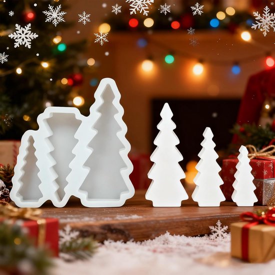gietvormen, boom, 3 stuks, siliconen vorm, kerstboom, siliconen vorm, dennenboom, gips om te gieten, siliconen Kerstmis, boom, siliconen vormen, Kerstmis voor kaarsen, gips, kerstdecoratie — afbeelding 3