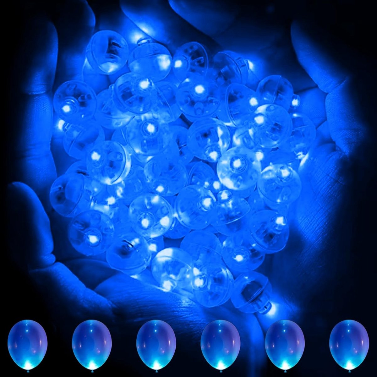 100 stuks, mini-ledballonnen, blauwe ballonverlichting, waterdicht, rond, voor bruiloft, verjaardag, feest, Kerstmis