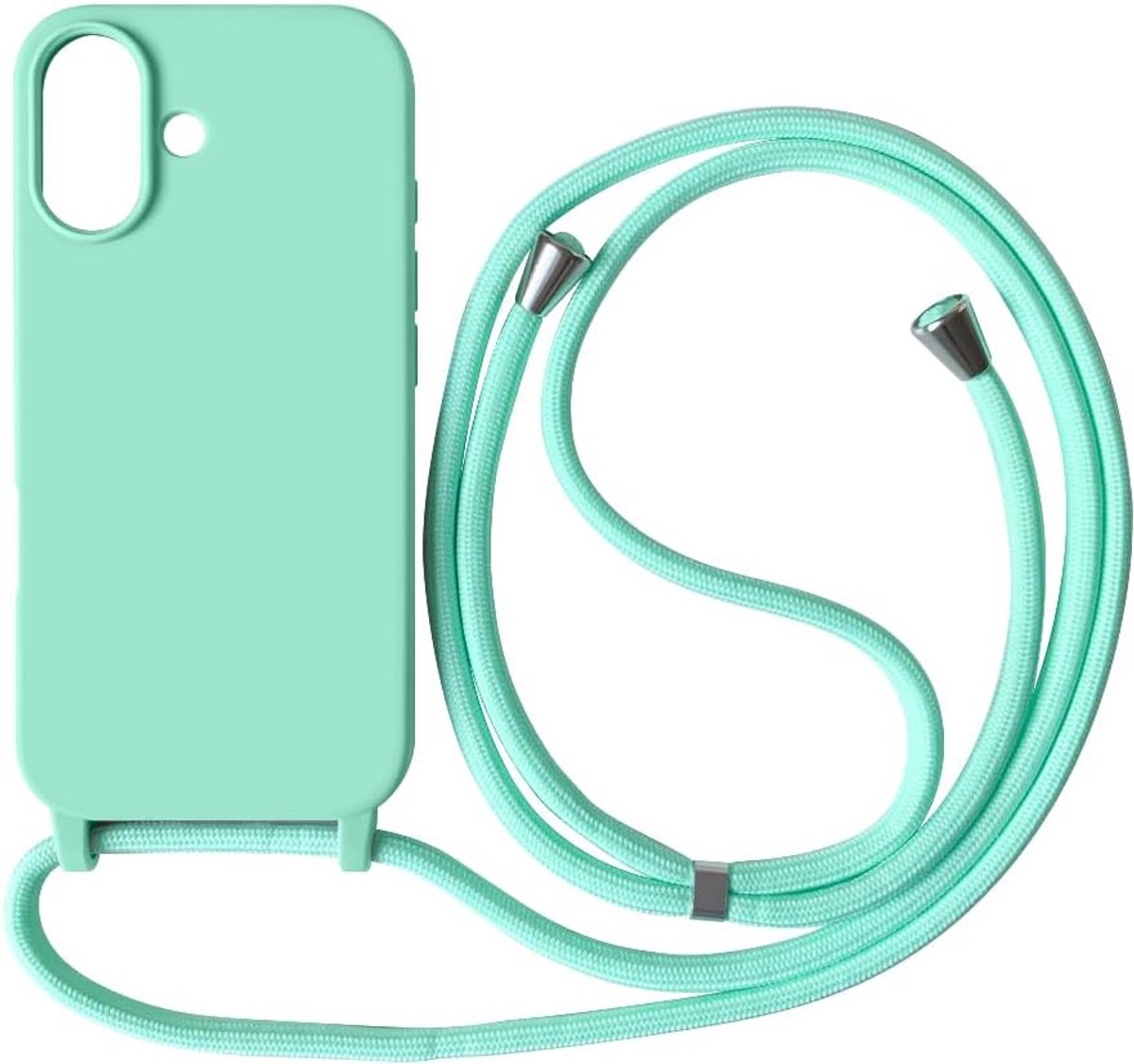 compatibel met iPhone 17 (6,3 inch), telefoonhalsband met TPU-koord, siliconen band, bumper voor iPhone 17 (6,3 inch), groen