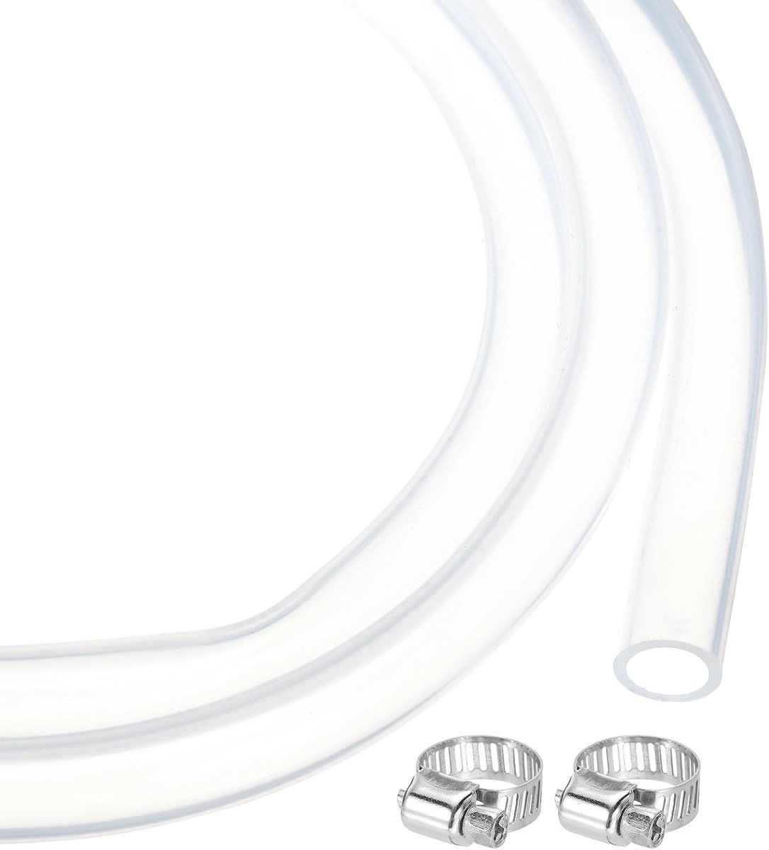 Slang van transparante siliconen, 9,5 mm x 12,7 mm, flexibele kunststof slang voor bier, wijn, sifonpomp, 3/8 inch ID 1/2 inch OD, met 2 kabelbinders