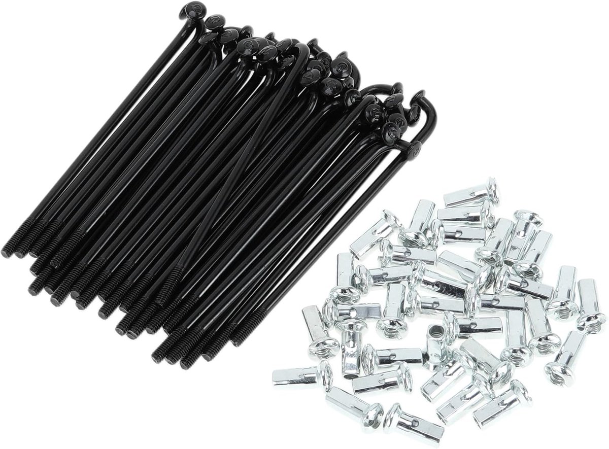 Spaken 12G 72mm Lengte Fiets Wiel Spaken Zwart Carbon Staal