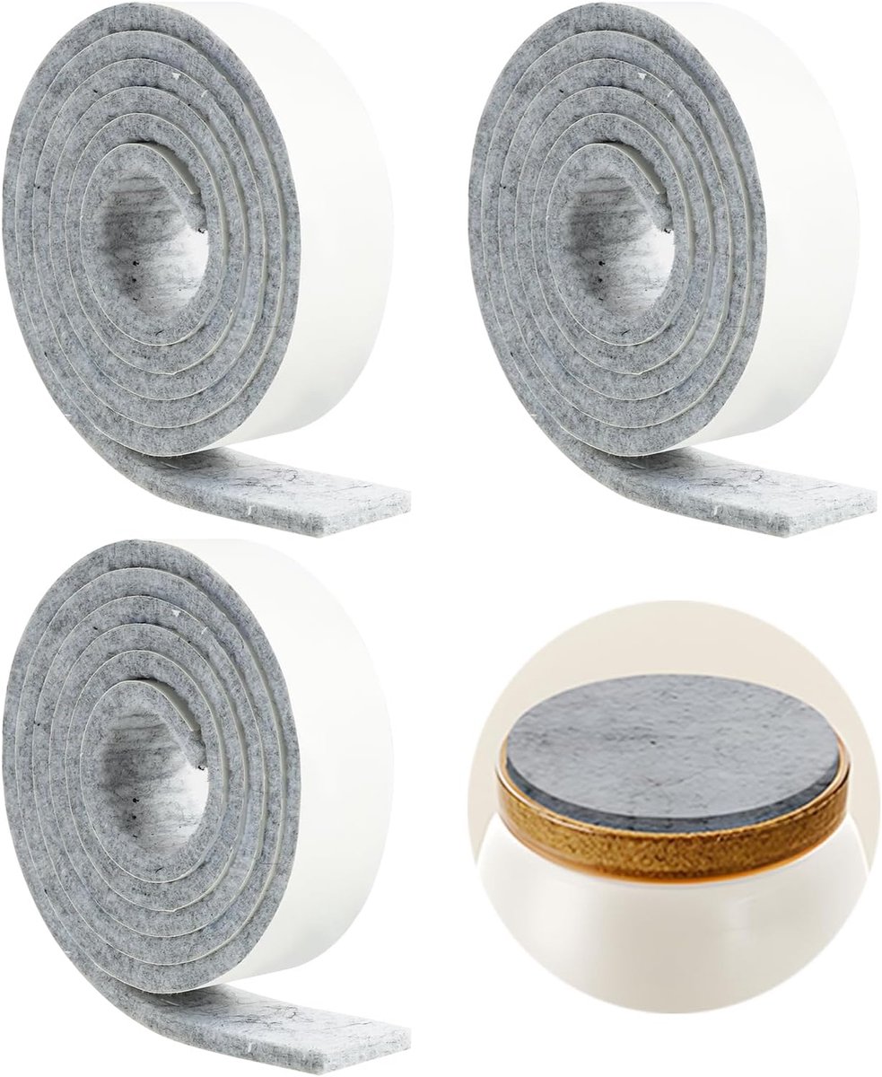 3 stuks zelfklevende viltglijders voor meubels, 100 cm x 2 cm, rollen zelfklevende viltglijders, meubelglijders, voor tafelvoetbescherming, stoel, bank