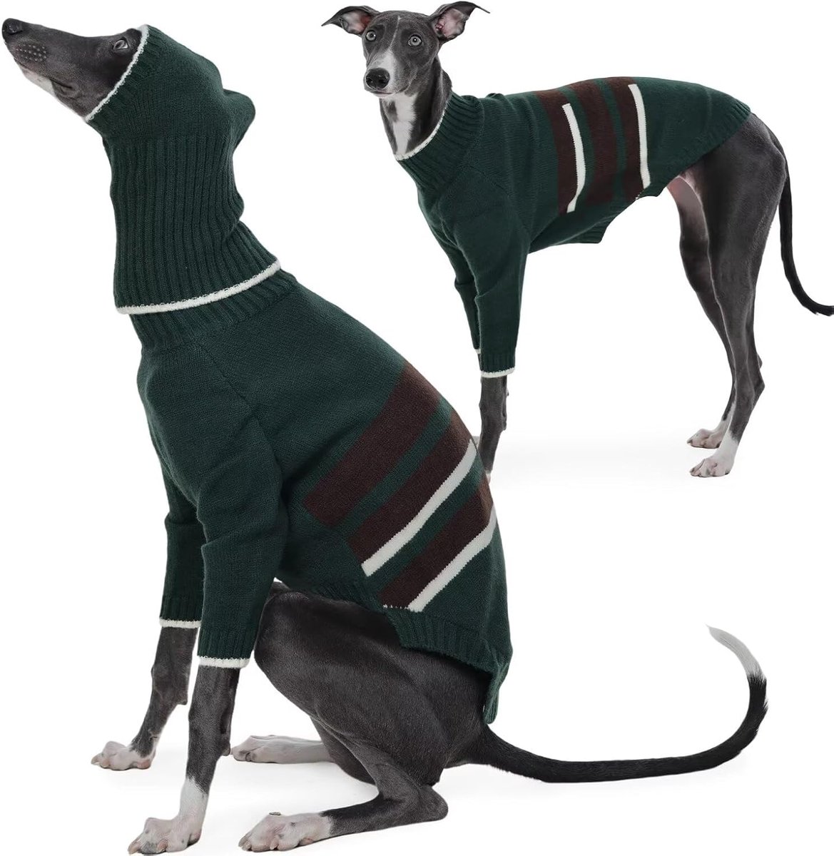 Whippet kleding voor honden met kalmerende hoofdhoes, warme hondentruien met lange mouwen, rolkraag windhond thermische jas, Whippet trui met benen, huisdier sweatshirt, Lurcher hondentrui