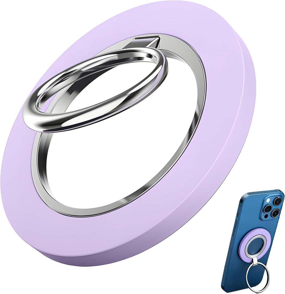 magnetisch, Ring, 360° rotatie, mobiele telefoonhouder, accessoire slimme telefoonhouder 17/16/15/14/13 Pro Max, 12/13 Pro Max Mini, lila