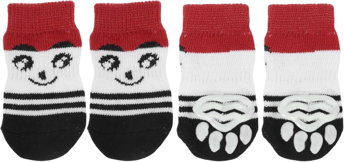 antislip, gemengde sokken voor honden, katten, huisdieren, binnensokken, pootbescherming en tractie dankzij siliconengel voor honden en katten, 1 set (4 stuks), groot
