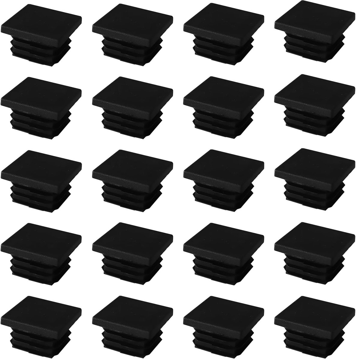 20 stuks lamellenpluggen 30 x 30 mm voor vierkante buis, hydraulische buisstops, buisafdekking van zwart kunststof, rubber voor vierkante stoelen, lamellenpluggen voor meubels, been- en
