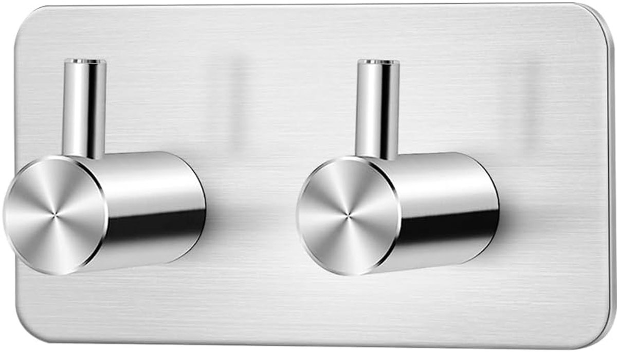 zonder boren, 2 haken, zelfklevende handdoekhaken van roestvrij staal, sterke hechting, duurzame en waterdichte handdoekhaken, kleefhaken, wandhaak voor badkamer, keuken en