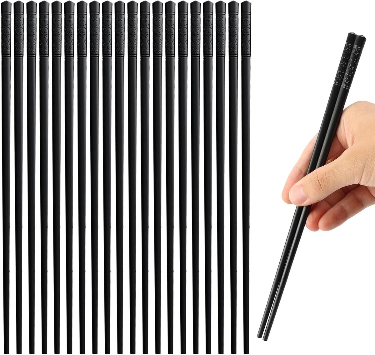 Eetstokjes Set Glasvezel, 24,5 Cm | Sushi Eetstokjes Om Te Eten, Zwarte Chinese Eetstokjes, Japanse Eetstokjes Herbruikbare Sushi-Staafjes