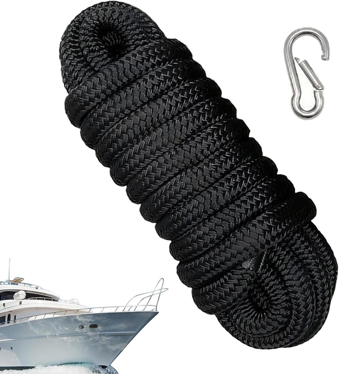Meerlijn Zwaar Belast Nylon Touw met een Diameter van 16 mm en een Lengte | Zwaar Belaste Bootlijnen voor Afmeren, Ankeren, Zeilen en Maritieme Activiteiten