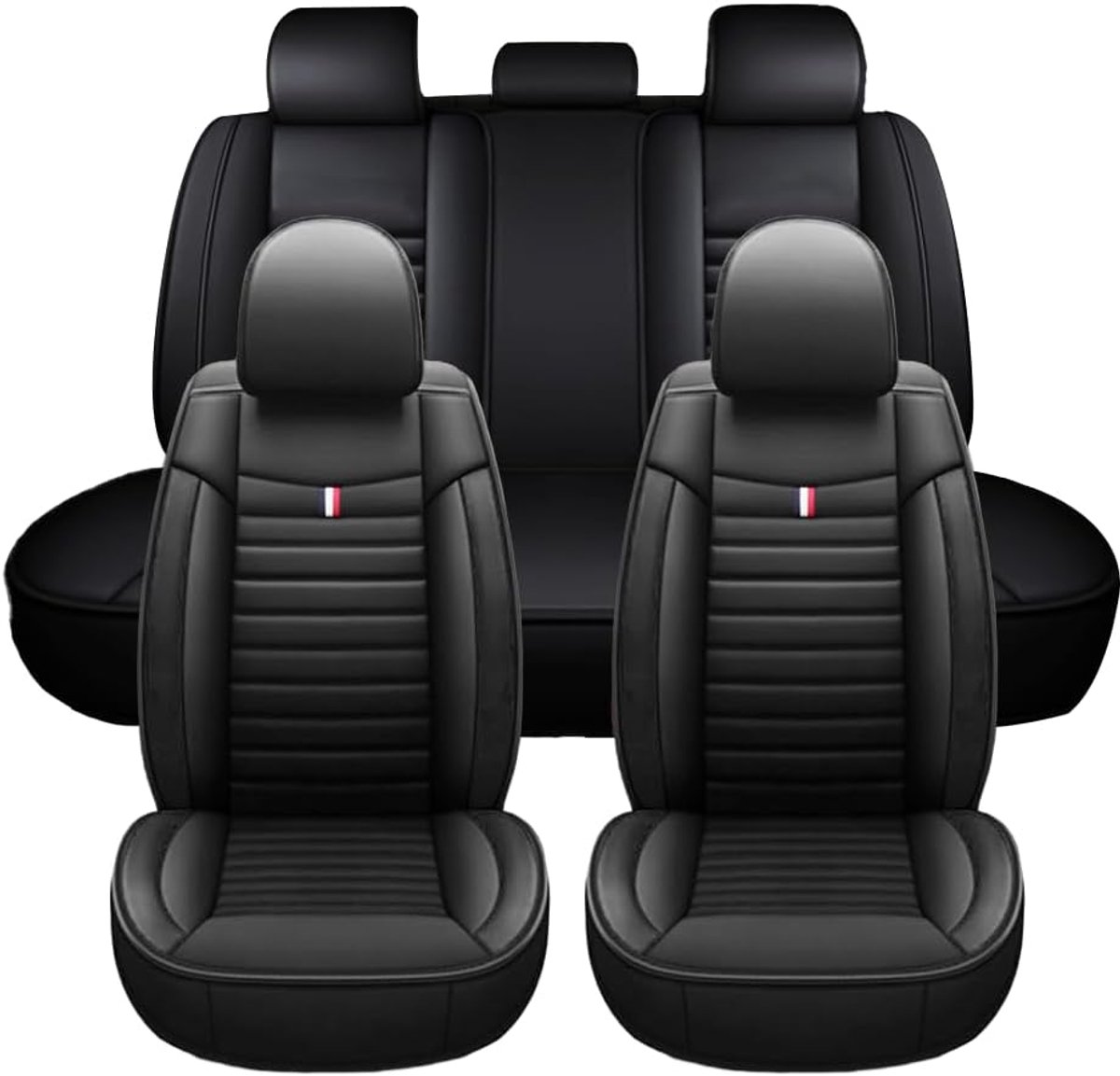set autostoelhoezen premium klasse - interieur auto voor SUV/combi/sedan - 360° bescherming met waterdicht en krasbestendig oppervlak - slijtvastheid (gestreepte complete set)
