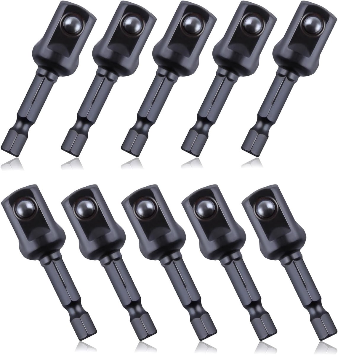 Vierkante Socket Bit, 10 STKS 1/4" Hex naar 1/2" Drive Boor Socket Adapter, Impact Socket Adapter Set voor Impact Driver, Extension Socket Driver Bits voor Automotive DIY