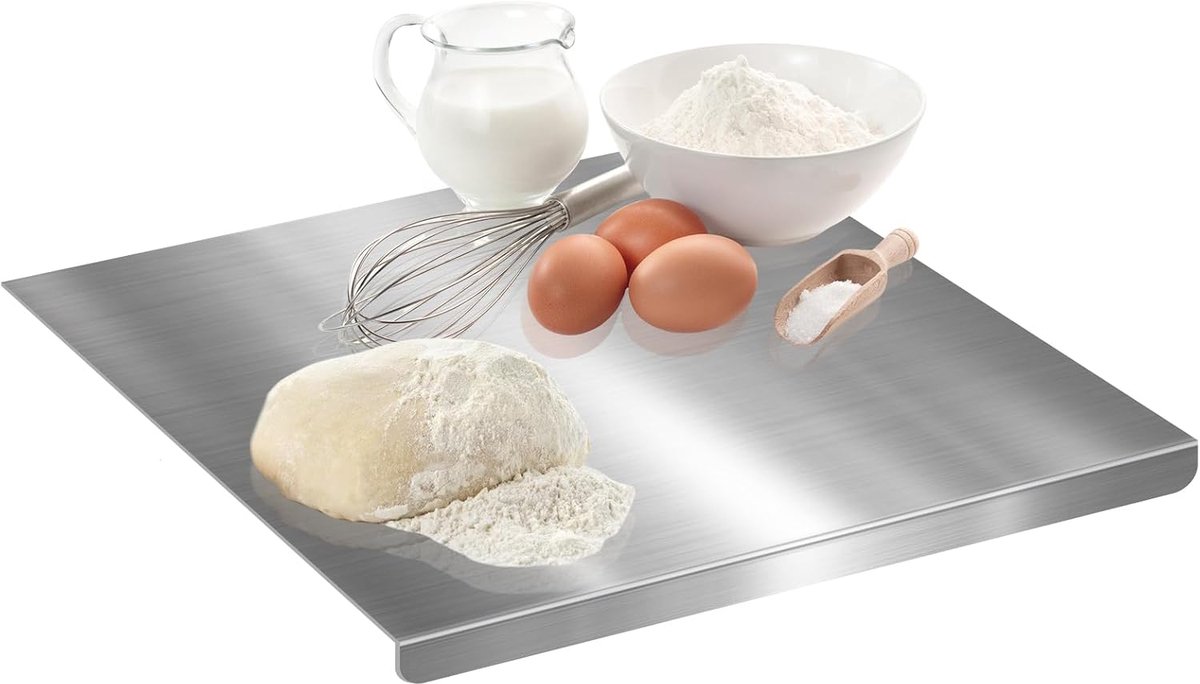 Snijplank van roestvrij staal 30x30cm, 1,5 cm dik, knetplank van roestvrij staal voor de keuken, snijplank voor vlees en groenten, roestvrijstalen werkblad met aanslagrand