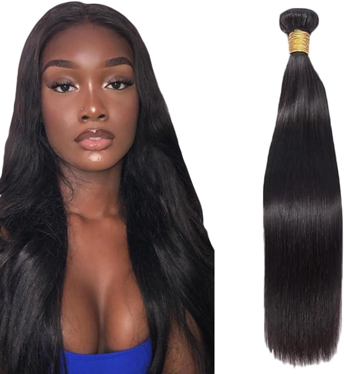 Hair Bundles Sew in Bundles Human Hair Extensions Black Straight Hair Unprocessed Virgin Menselijk Haar Minimal Smell Low Tangle For Women 1 Bundle 16 Inch