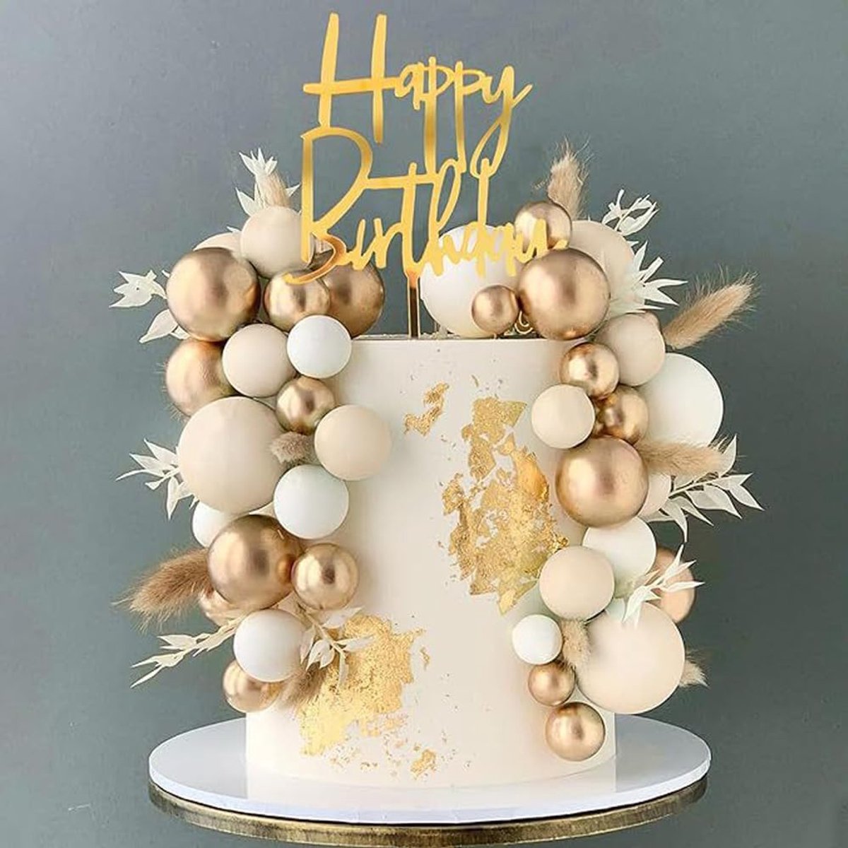 50 stuks boho gouden ballen taartdecoratie, verjaardag, schuimbal, taartdecoratie, boho, voor bruiloft, tuinfeest, familiebijeenkomsten