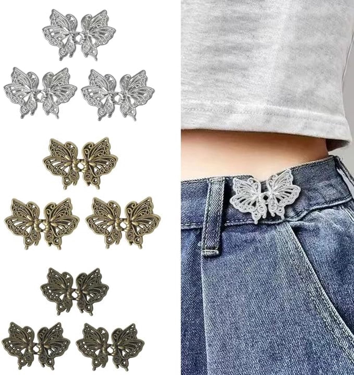 Knopen zonder naaien, gesp taille en rok afneembaar van metaal, kleuren goud, zilver, brons – knopen voor het vasttrekken van jeans, broekclips voor heren en dames – comfort