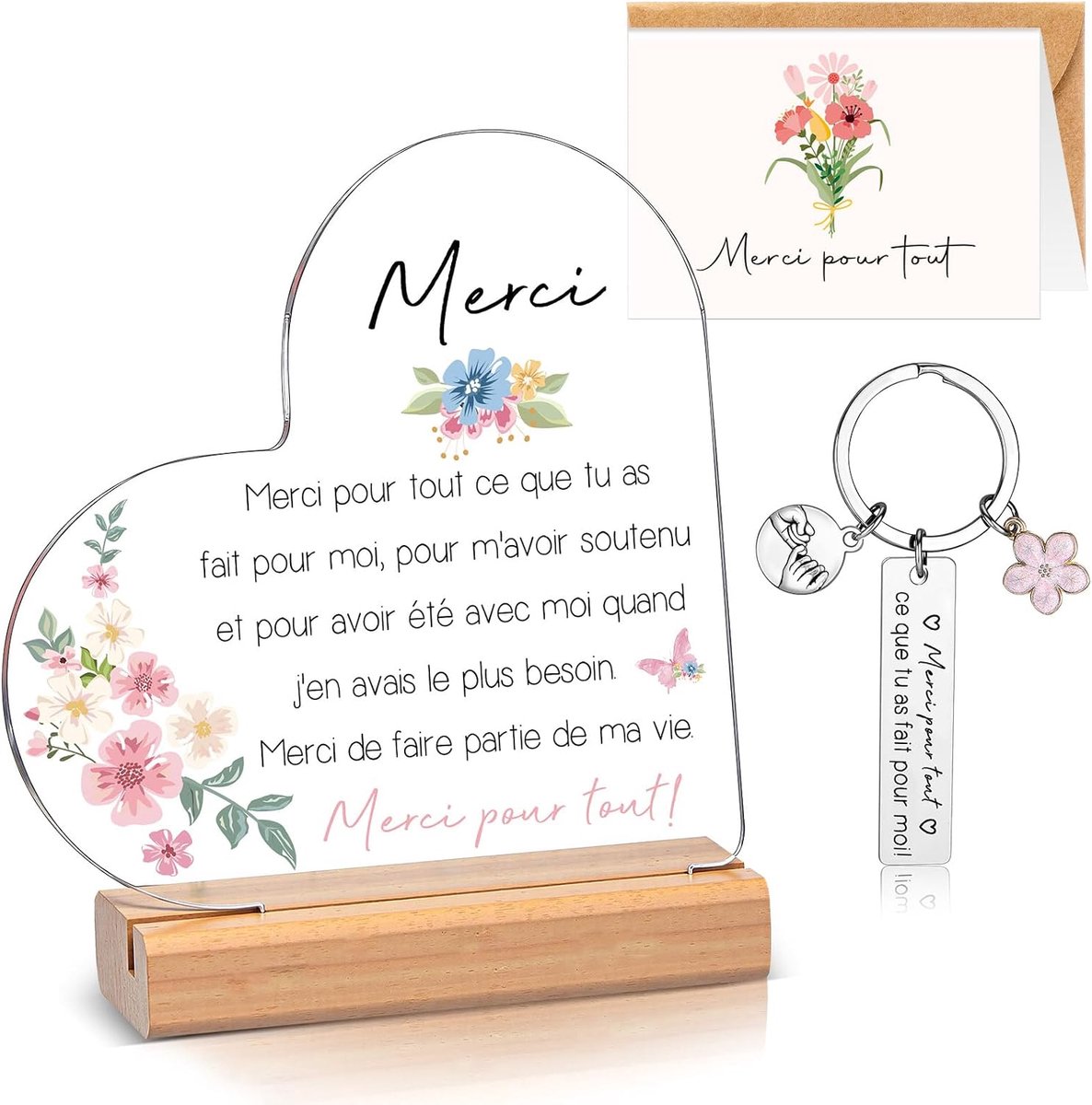 4 Kamers Origineel Bedankcadeau Merci Acrylplaat Sleutelhanger Kaart Envelop Afscheid Van Mistress Collega Vriend Leraren School Einde Van Het Jaar Kerstmis
