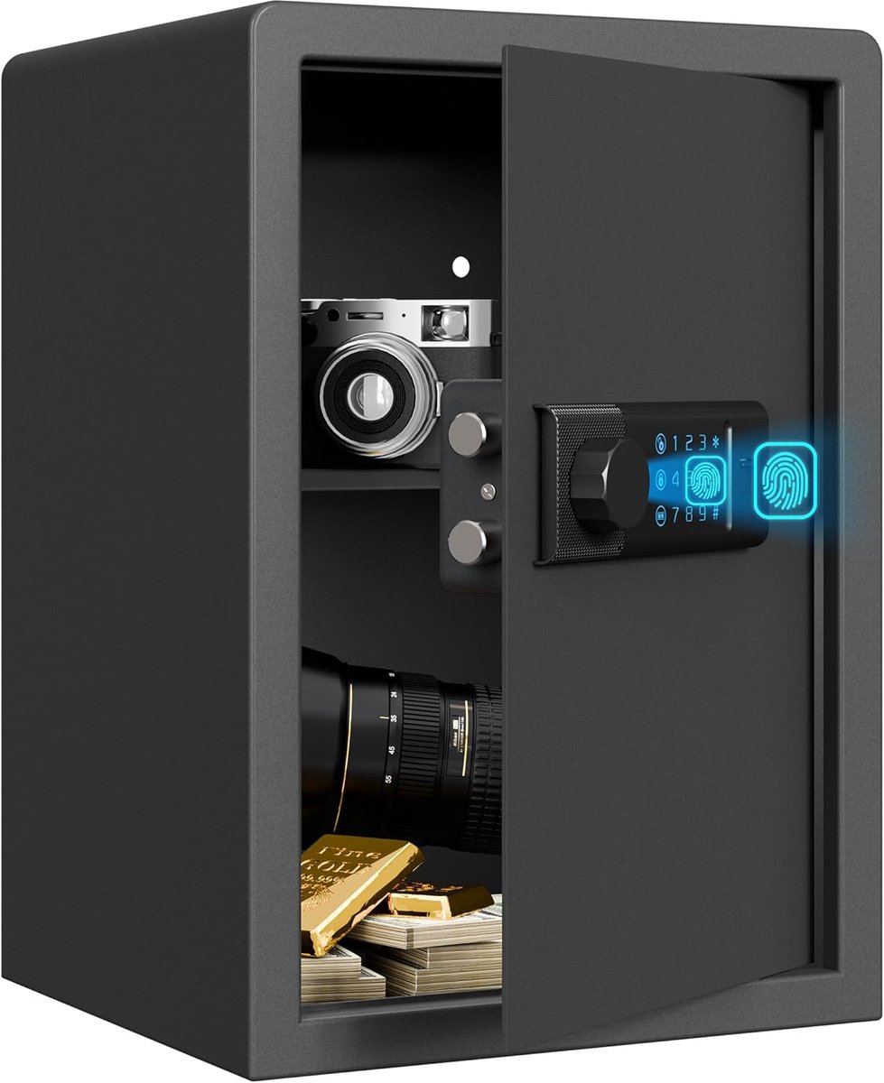 Biometrische kluis 51 l - stalen behuizing - touchpad met achtergrondverlichting - SnelShoppen