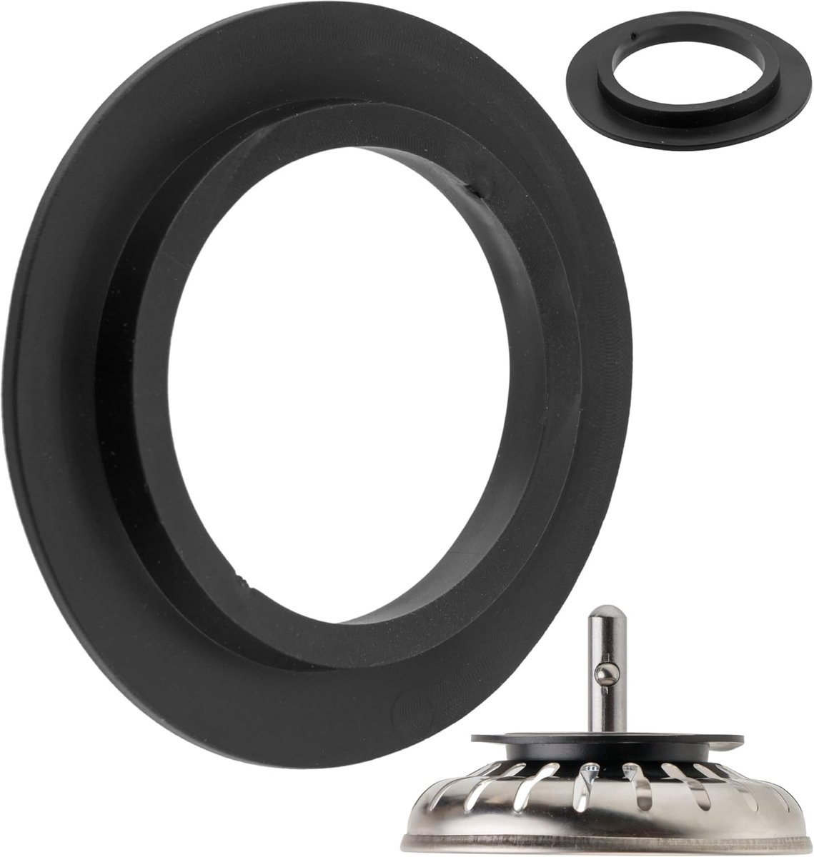 afdichtingen voor zeefjes, 2 stuks, in zwart, van rubber, zeefafdichting met Ø 52,5 mm buiten, Ø 32,8 mm binnen, 5 mm dik, spoelzeef, afdichtring, reparatie, afdichtring, gootsteen