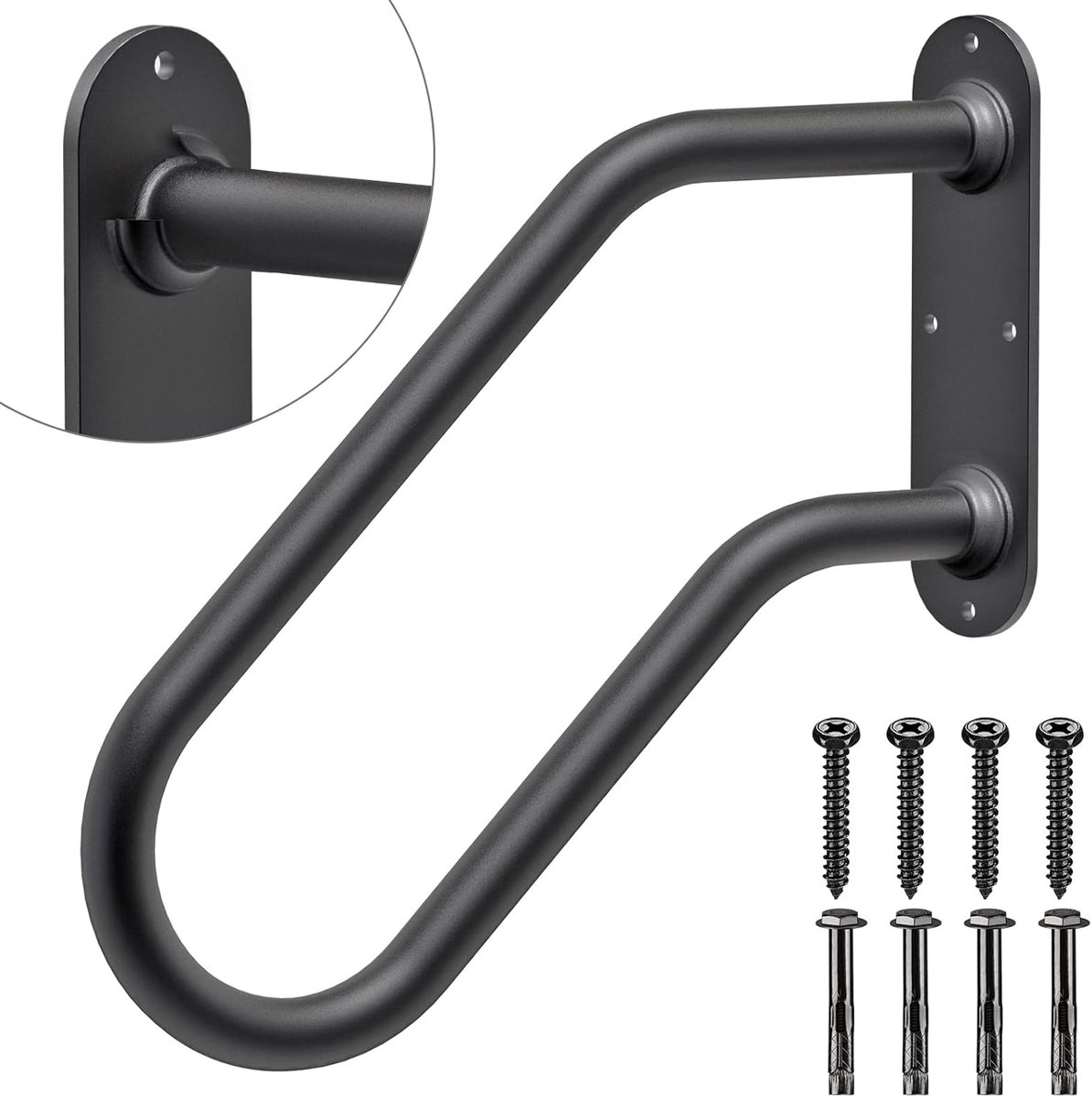 Leuning voor trede, metalen leuning voor buiten 1-3 treden wandmontage antislip matte grijpstang 3,3 cm ronde ouderen kinderen gehandicapte veiligheidsgreep voor buiten tuin garage veranda
