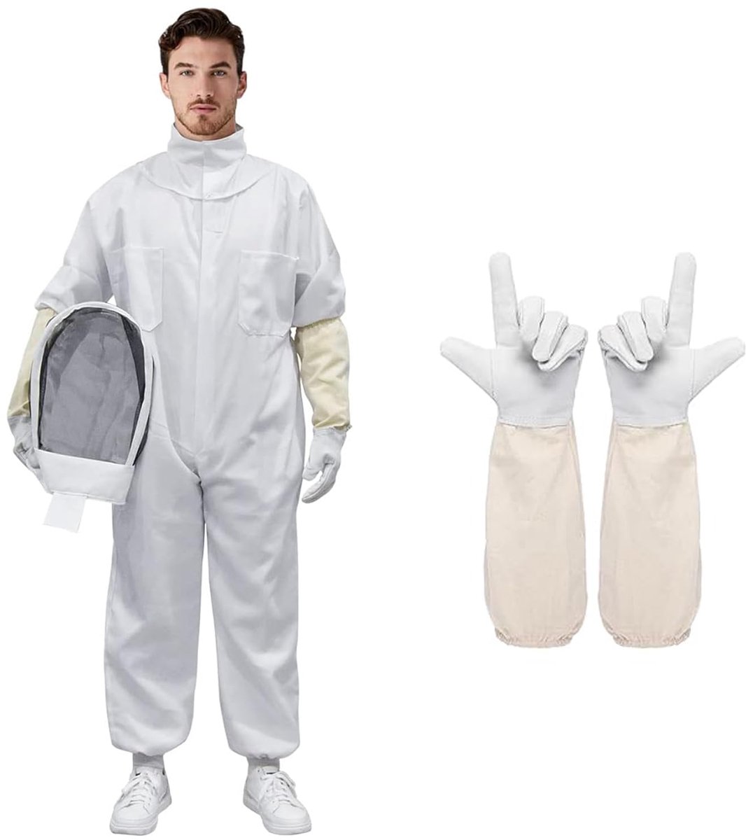 professioneel imkerpak, imkerpak, beschermend pak voor imker met imkerhandschoenen, wit TOOSOAR imkerpak (XXL)