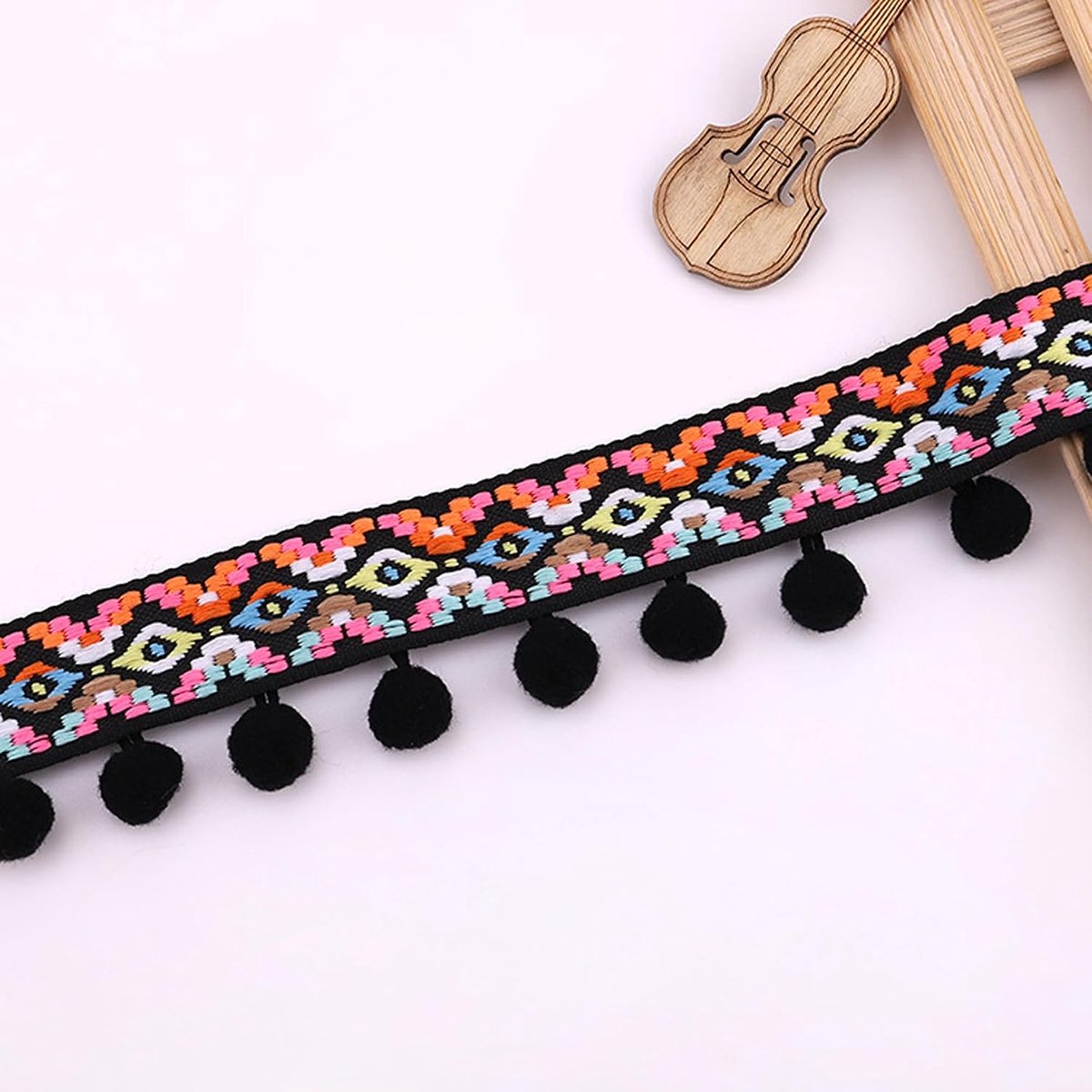 5.6 Meter Kwastje Trim Lint Pompom Fringe Kleurrijke Kwasten Lace Voor DIY Naaien Accessoires Decoratie (E)