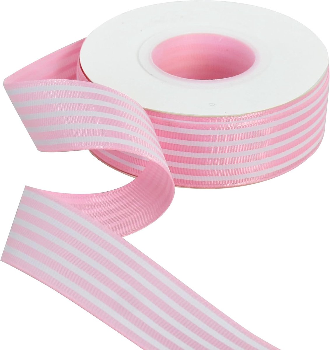 Roze wit gestreept lint 1 inch brede stof grosgrain linten 25 meter rol voor geschenkverpakking, Valentijnsdag doe-het-zelf haaraccessoires ambachten feest vakantie bruiloft Kerstmis