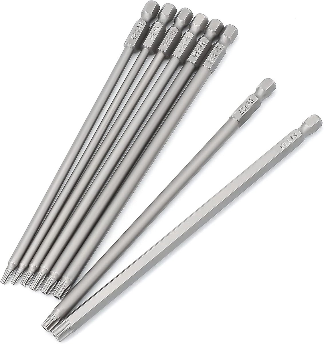 Schroevendraaierbits, Torx, lang, 1/4 inch, magnetisch, sterkop, 150 mm lang, zeskantige schacht, elektrische torx-bits, 8 stuks | 1/4 inch magnetische sterkopschroevendraaierset, zeskantschacht, elektrische torx-bitset, gereedschap