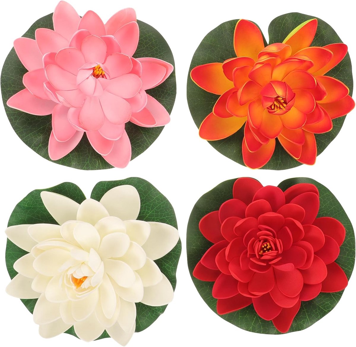4 stuks drijvende bloemen, kunstlotusbloem, kunstwaterlelies, lotusbloemen, simulatie, waterlelie, bloem, lotusblad, ornament voor tuin, terras, aquarium, zwembad, vijver, decoratie, 17 cm