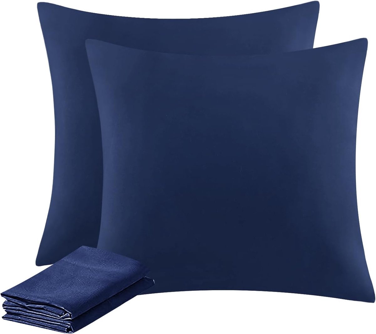 Kussensloop, 50 x 50 cm, set van 2 stuks, kussenslopen met ritssluiting, van microvezel, zacht, kussensloop, blauw