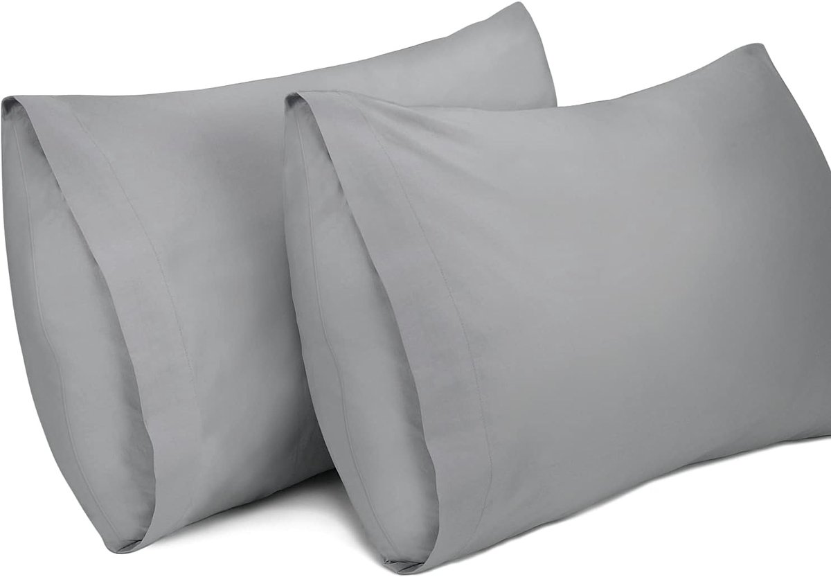 Kussenslopen, 100% Katoen Ademende Kussensloop Pillow Cover, 40 x 80 cm, Donkergrijs