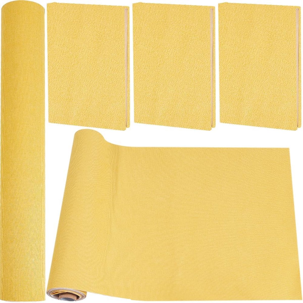 200x43cm Linnen Boekdoek voor Boekbindwerk Geel Zelfklevende Stofoppervlakte Papierondersteunde Boekband voor Boeken Album Scrapbooking DIY Bekleding Beschermer Boekdoek Benodigdheden