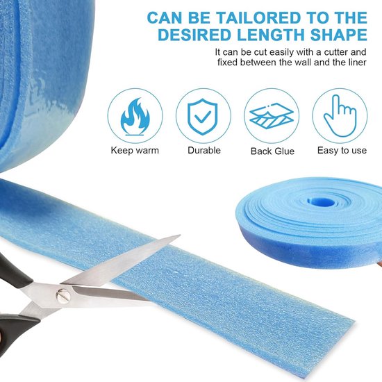 Isolatietape, zelfklevend, 50 mm x 5 mm x 10 m, voor het afdichten tussen vloerverwarmingsplaten en muren — afbeelding 2